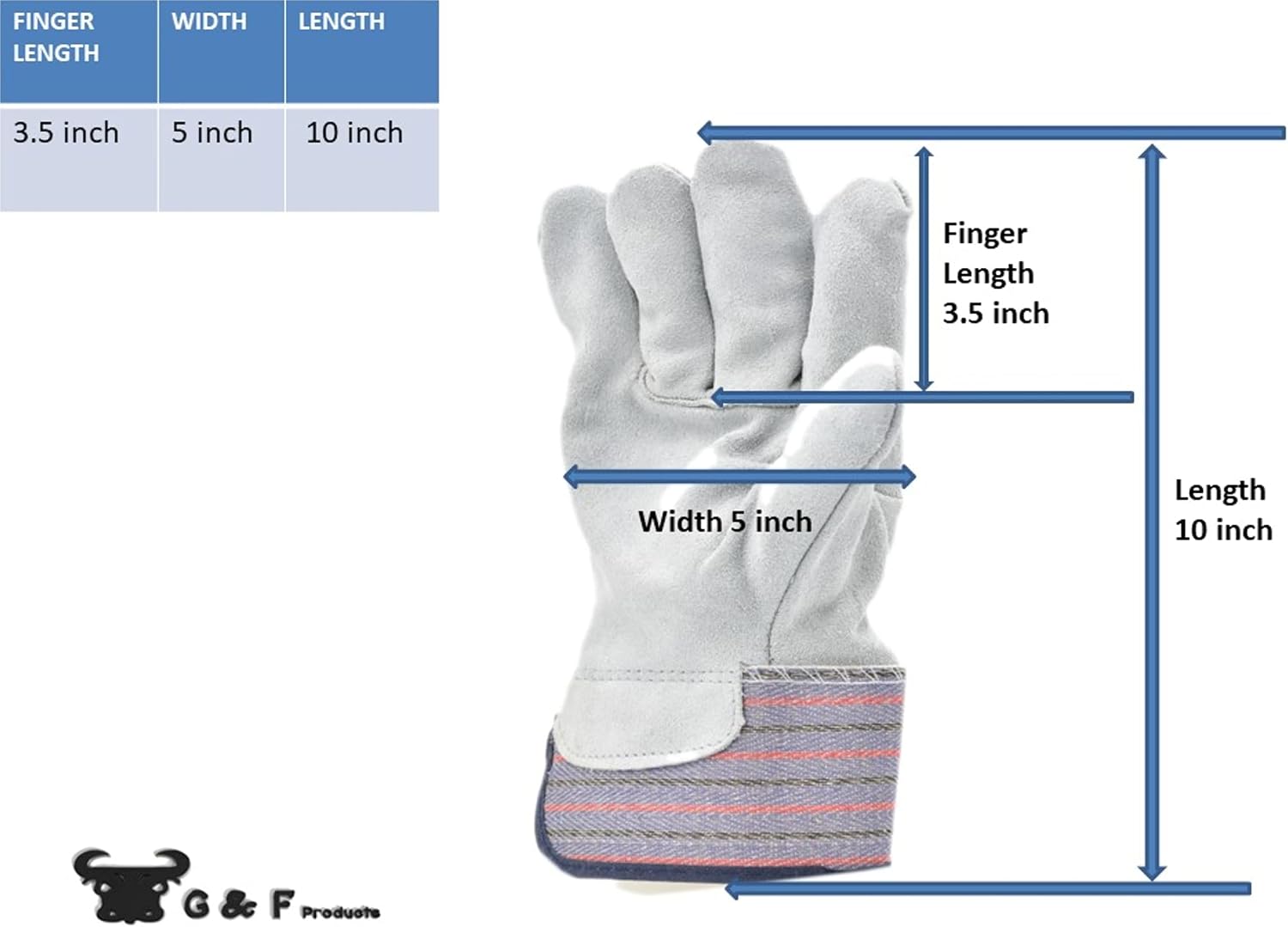 5 Pair Pack Leather Palm Work Gloves Cowhide Leather Suede Finish A Grade Premium