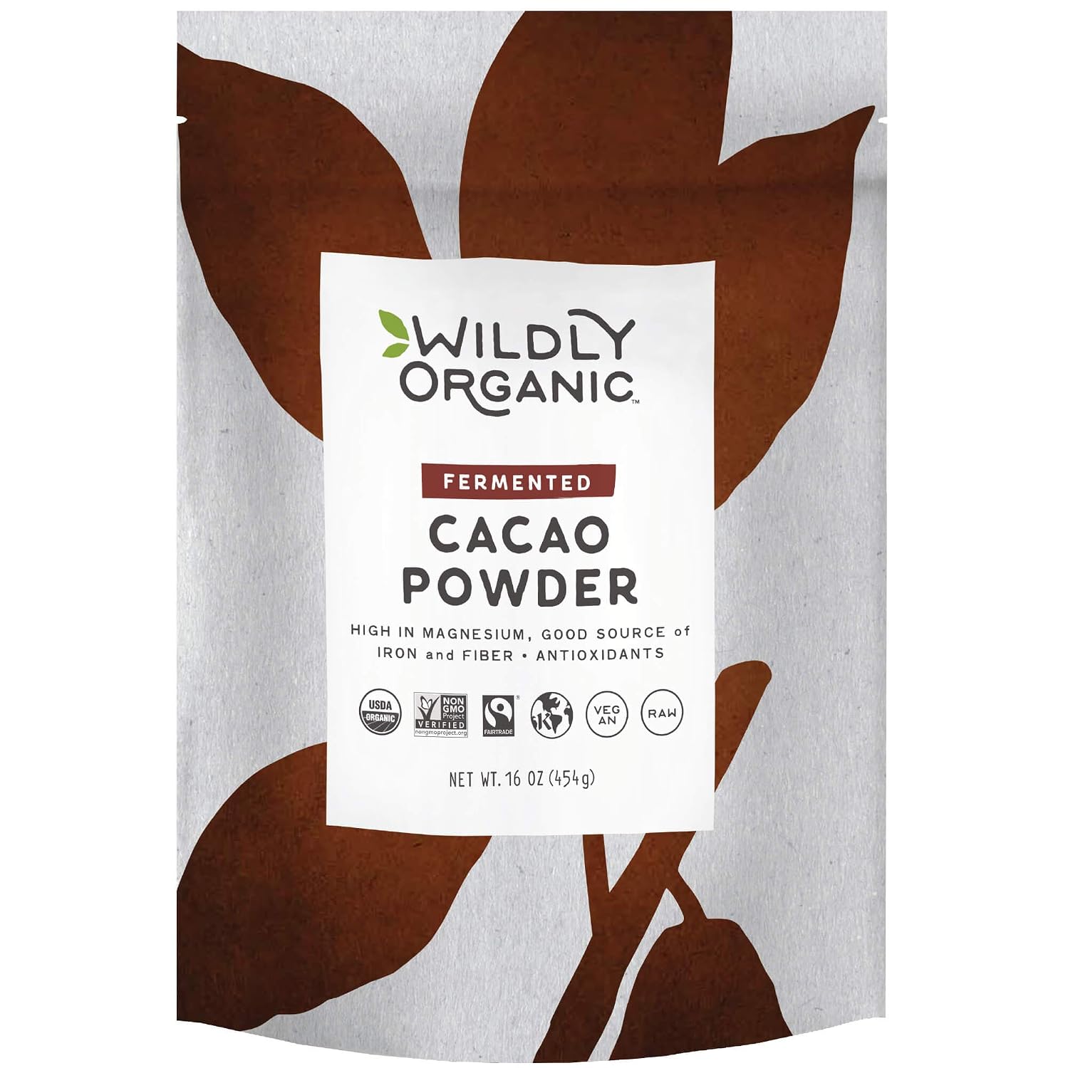 Wildly Organic Fermented Cacao Powder 8 Oz Bag | Perfect for Skin, Smoothies, Yogurt, Oatmeal, Chocolate, Fudge, Baking, & Hot Cocoa