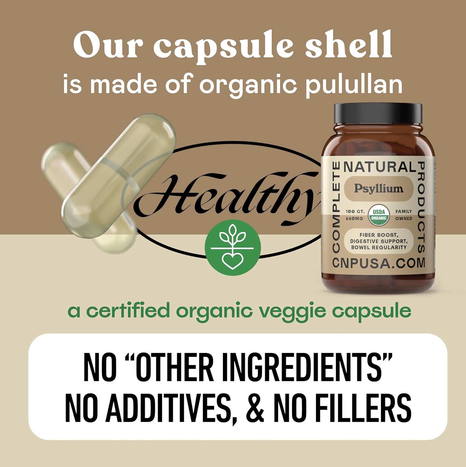 CNP | Organic Psyllium Husk Capsules 660mg - Fiber Caps, Colon Cleanse Aid