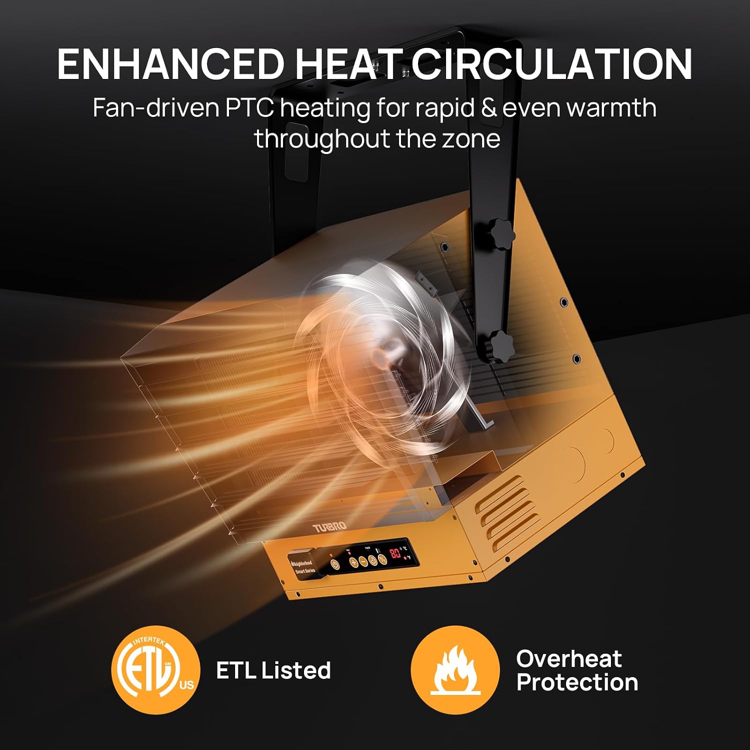 TURBRO 15, 000W Electric Garage Heater, 240V Hard Wired, WiFi Enabled, Fan-Forced Shop Heater with Remote, Overheat Protection, Thermostat