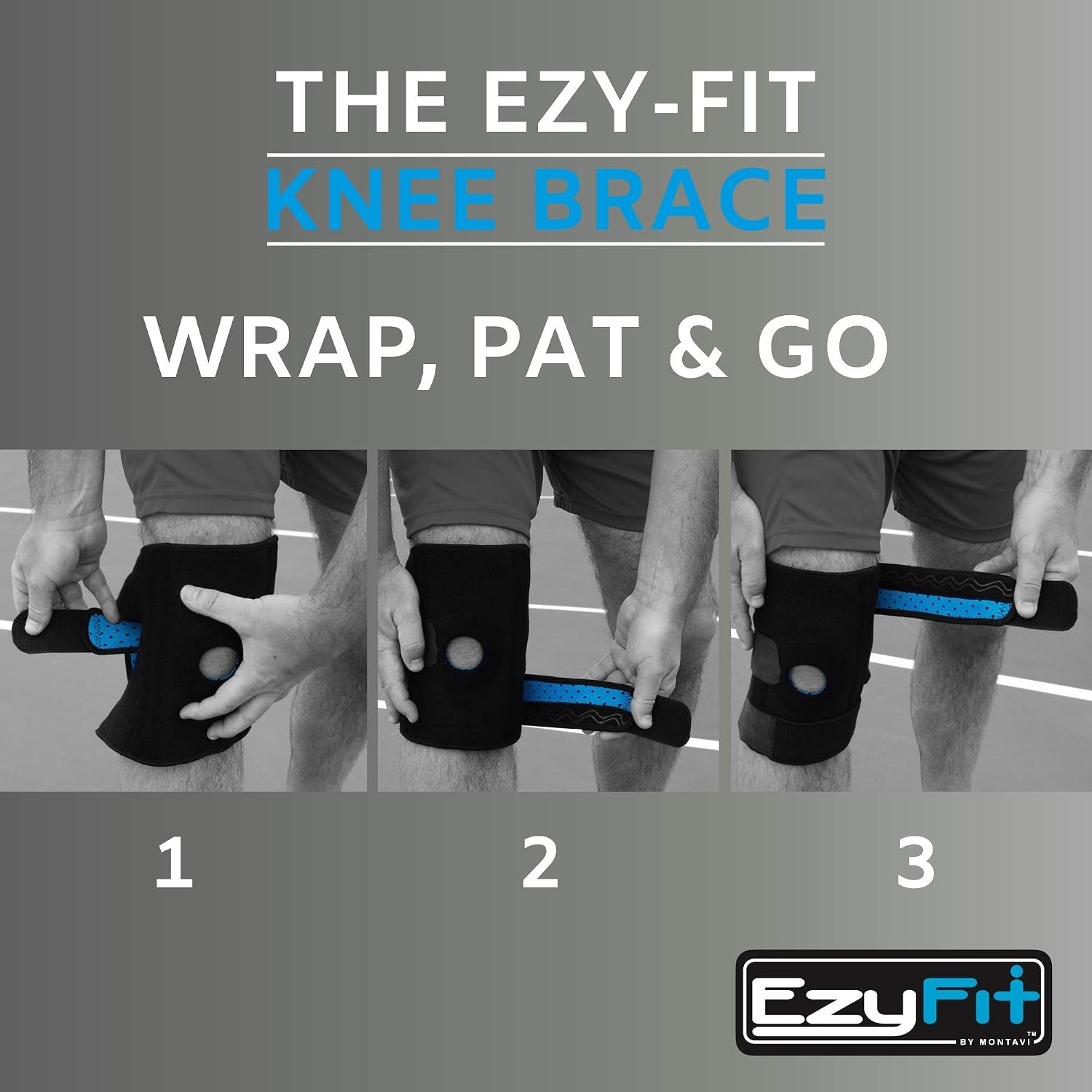 EzyFit Knee Brace Support Dual Stabilizers & Open Patella - Adjustable Breathable Neoprene for ACL Meniscus Tear Injury Recovery Comfort