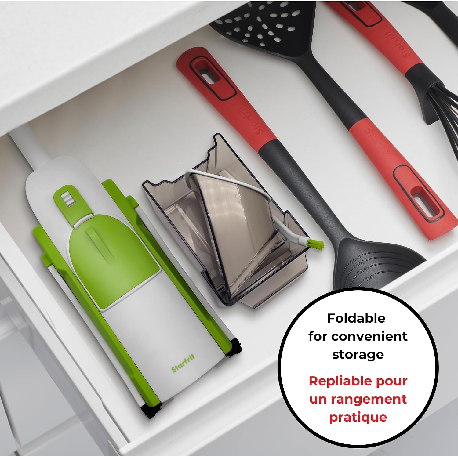 Starfrit Pump'n'Slice Vertical Mandoline, Food Slicer & Chopper, Safe