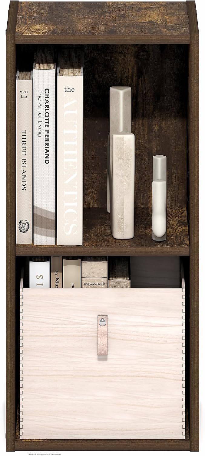 Furinno LUDER Book Shelf, 6-Tier Tall Modern Bookshelf, Bookcase with Open Shelves, 9.3 x 12 x 71, for Living Room, Bedroom, Home Office, White