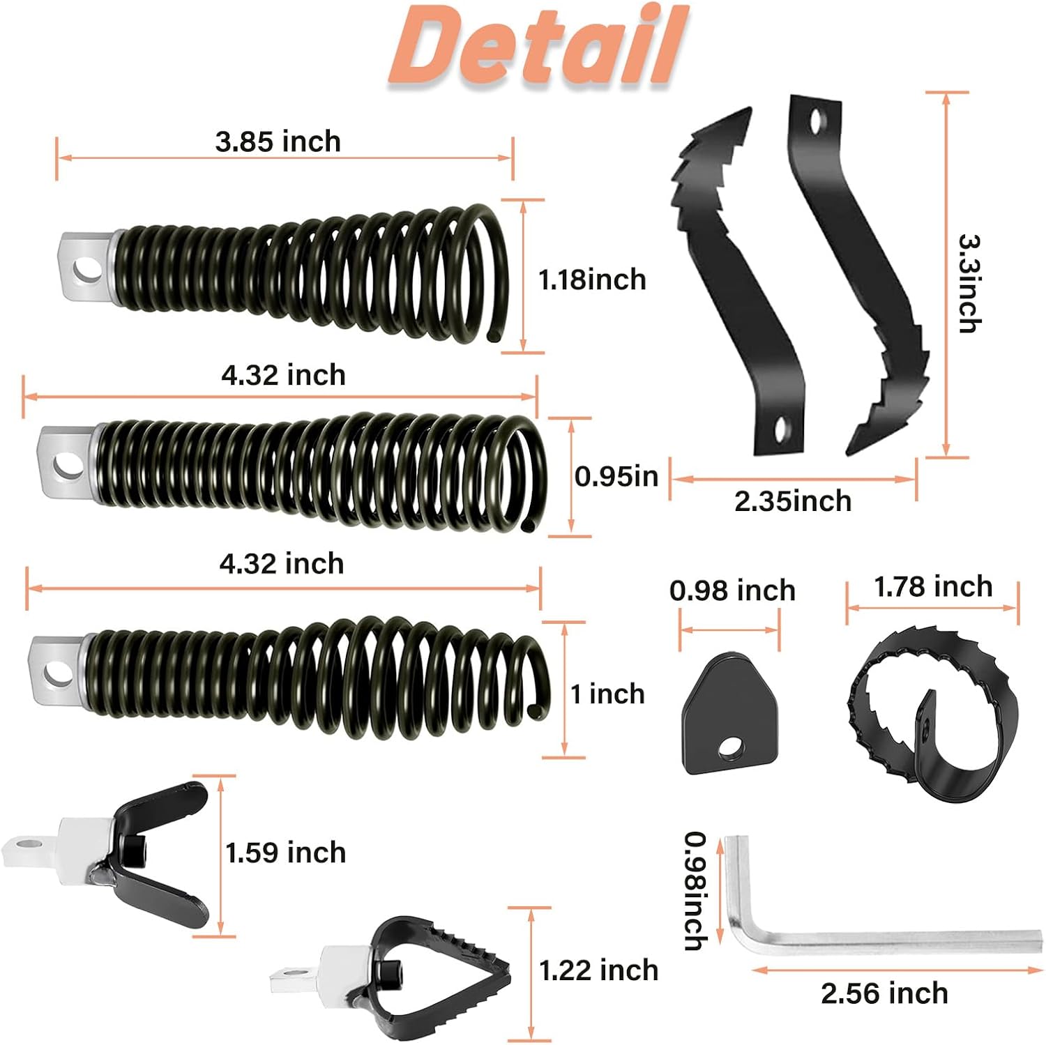 8Pcs Drain Snake Drill Attachment Cutter and Auger Kit Fit for 5/16-inch to 3/4-inch Drain Snake, Used in 50-100FT AC Drain Cleaning Machine