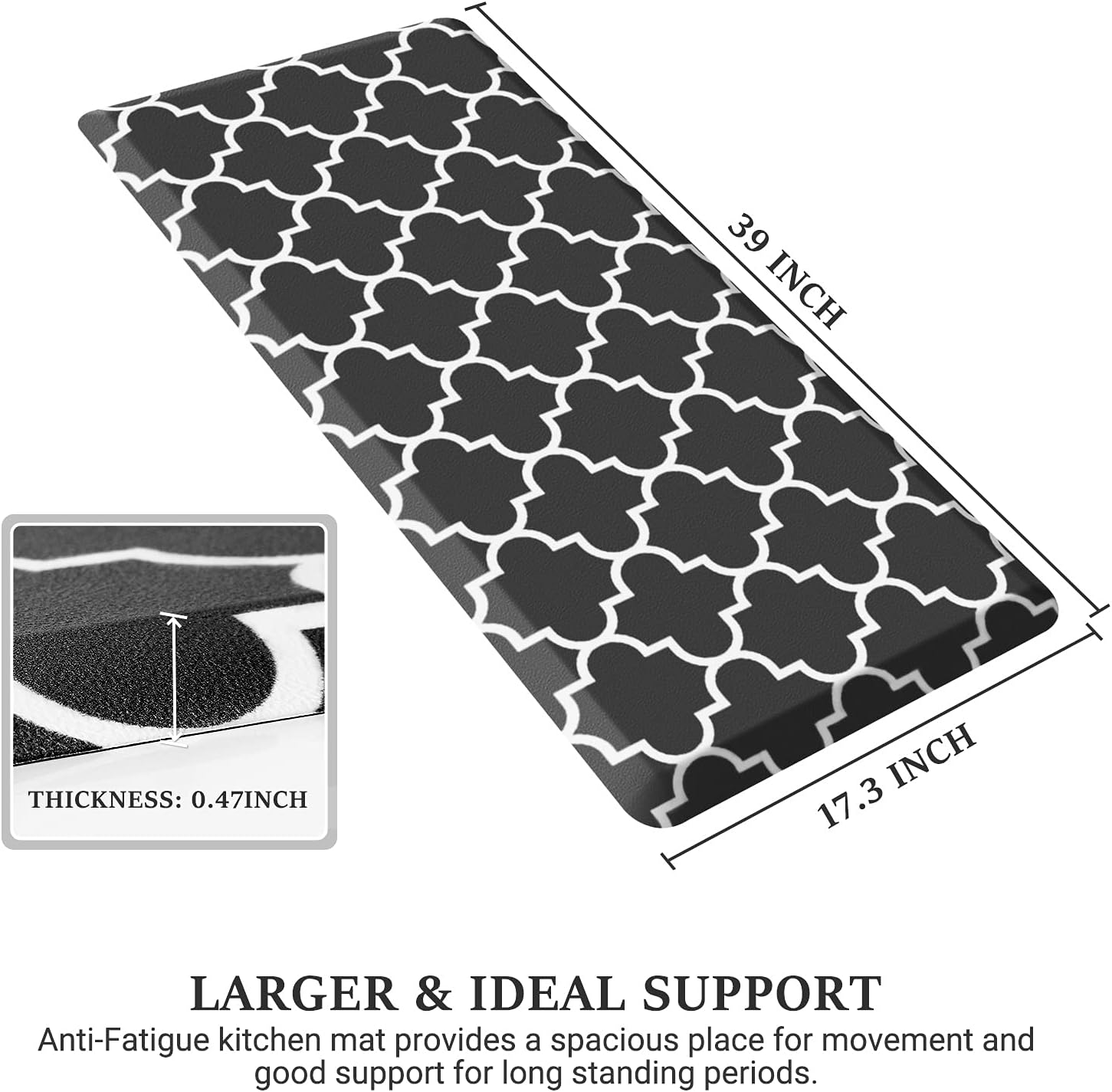 WISELIFE Kitchen Mats and Rugs Cushioned Anti-Fatigue, 17.3"x 60", Grey