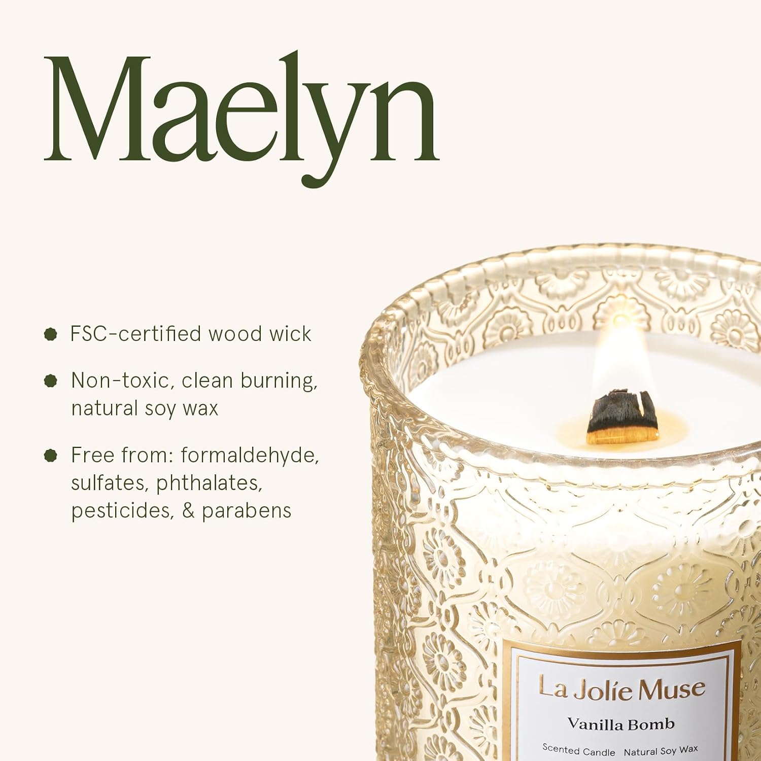 LA JOLIE MUSE Starlit Fir Pine Scented Candles for Home,19 oz Natural Soy