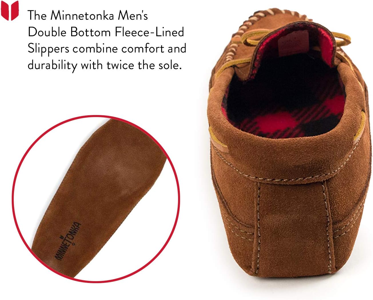 Minnetonka Men's Double Bottom Fleece Slipper