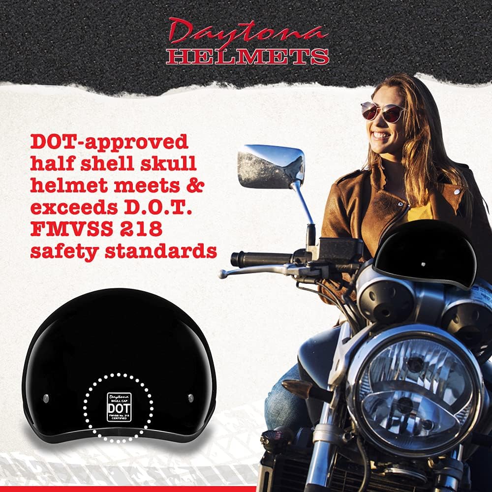 Motorcycle Helmet Half Skull Cap - Lightweight & Stylish DOT Approved Helmets for Adults - Perfect for Men and Women Riders - Comfortable & Secure Fit- Stylish Protection for Everyday Riding