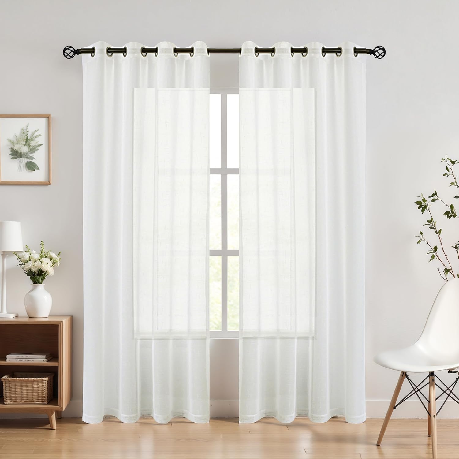 Randall Off White Sheer Open Weave Curtain for Living Room 2 Panels,72"