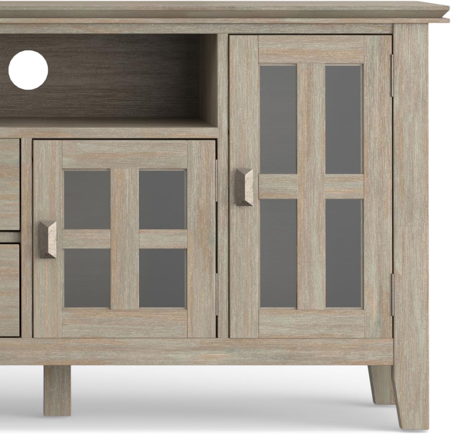 SIMPLIHOME Artisan 53" Wide Solid Wood TV Stand in Russet Brown