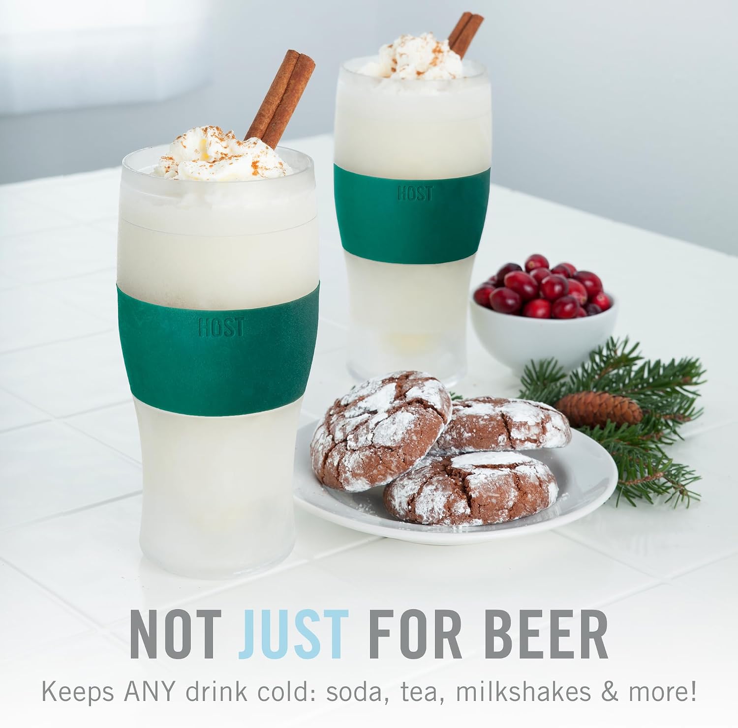 Host FREEZE Beer Glasses, Frozen Beer Mugs, Freezable Pint Glass Set, Insulated Pint Glass to Keep Your Drinks Cold, Double Walled Insulated Glasses
