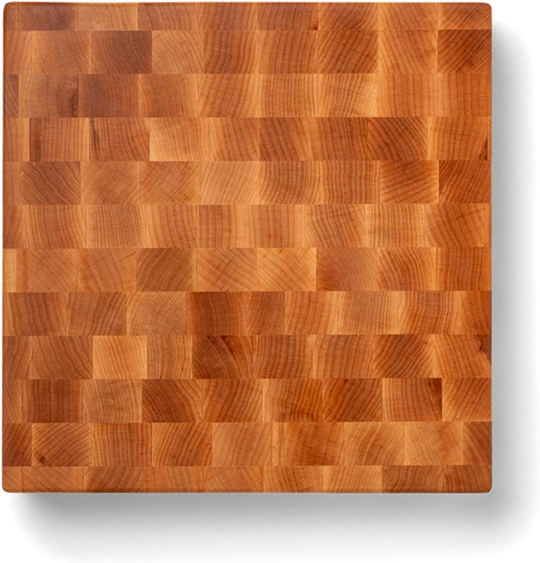 John Boos CCB Series Square Wooden Maple Cutting Board 12”x12” – 3” Thick, 13-lb Reversible Butcher Block with End-Grain & Finger Grips – Made in the USA