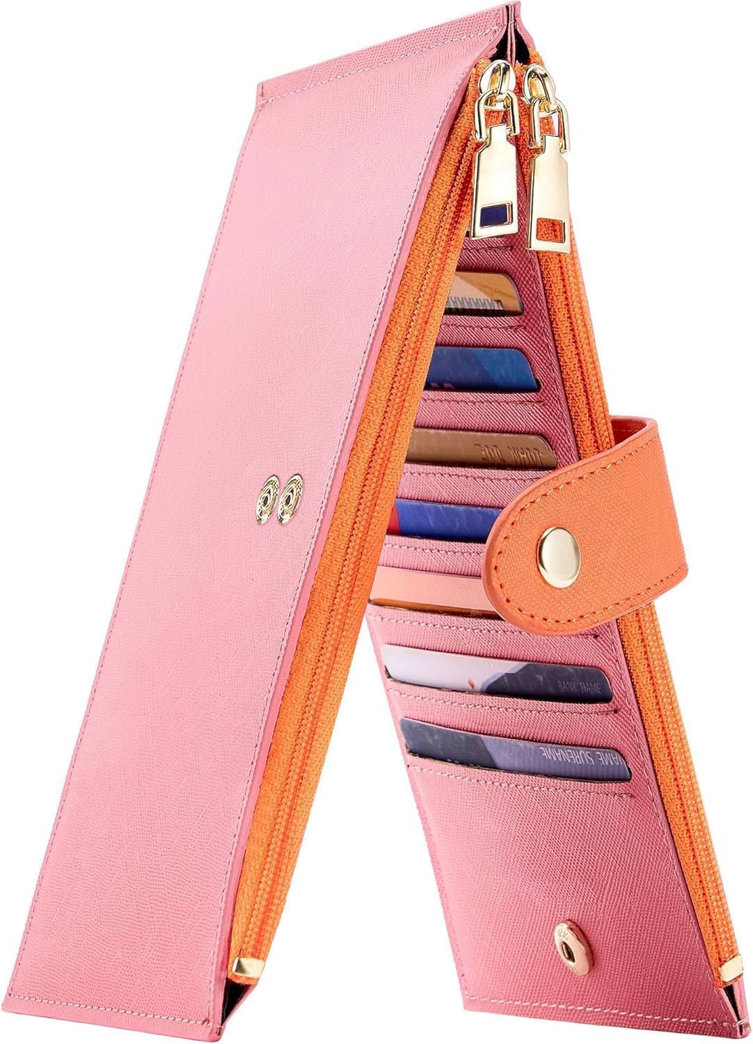Travelambo RFID Wallet Women Large Size Bifold Multi Card Wallet Case with Zipper Pocke Credit Card Holder for Women
