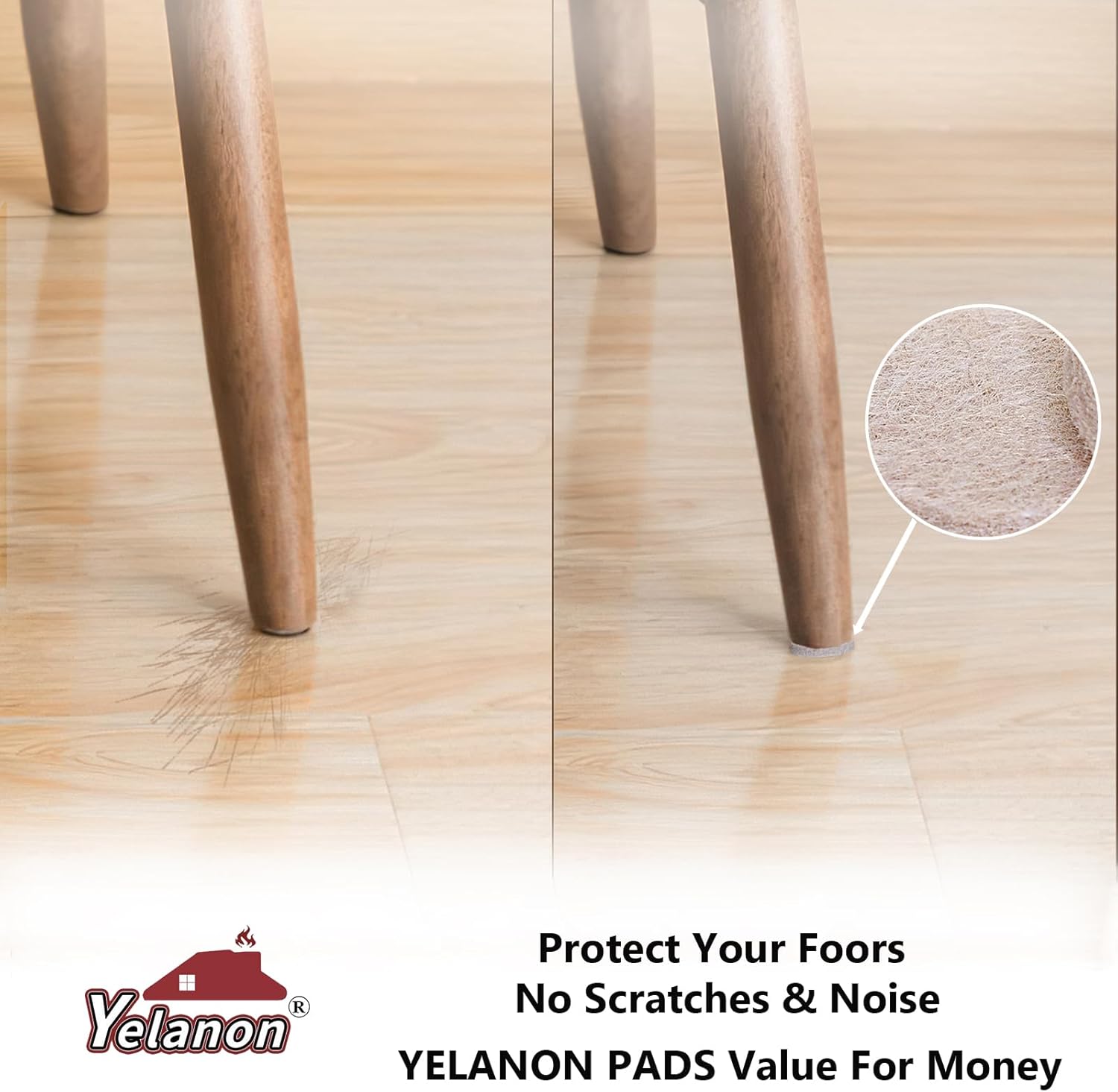 Yelanon Felt Furniture Pads 56 Pcs for Hardwood Floors Brown