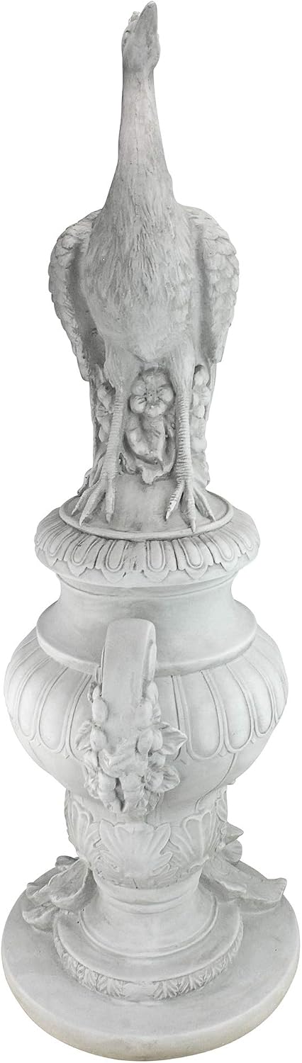 Design Toscano Staverden Castle Peacock on an Urn Garden Statue, 34 Inch Tall, Cast Stone Resin, Antique Stone Finish