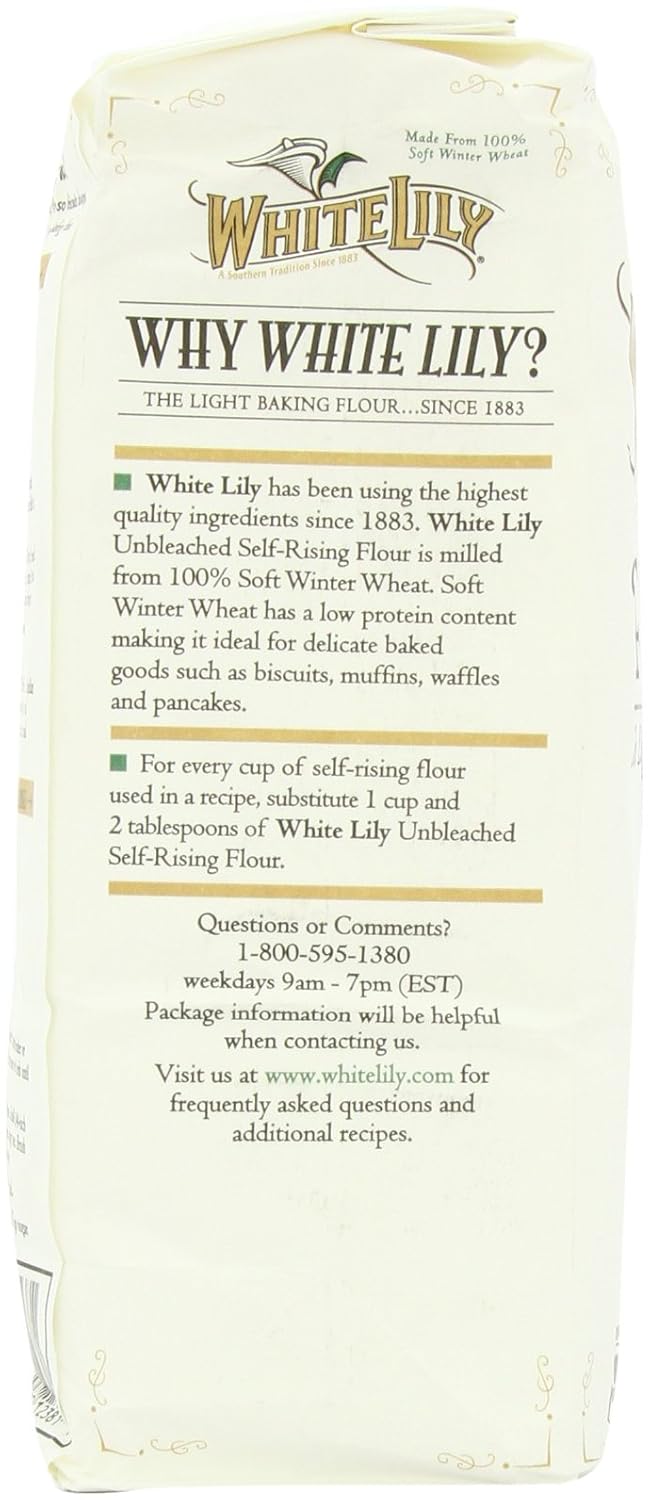 White Lily Unbleached Self-Rising Flour, 5-lb bags (2-Pack)