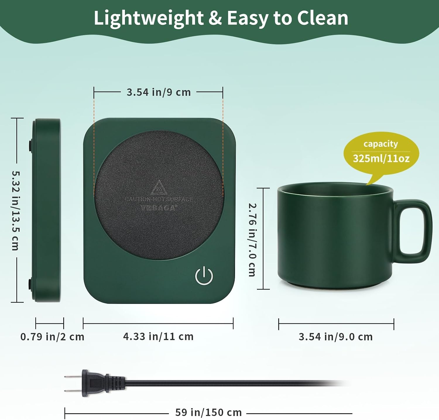 VOBAGA Coffee Mug Warmer for Desk with Auto Shut Off & 3-Temp Settings, Coffee Cup Warmer with Smart Safety Alert Home Office Accessory
