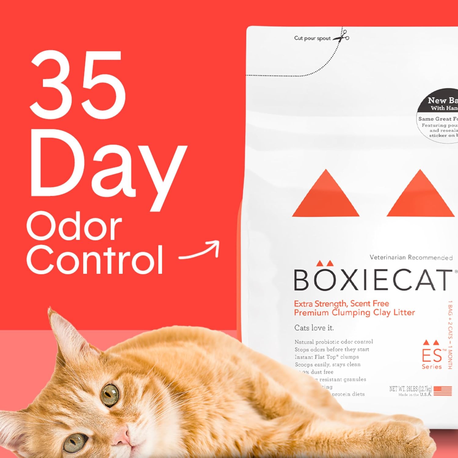 Boxie Premium Unscented Clumping Cat Litter 30+ Day Odor Control 16 lb