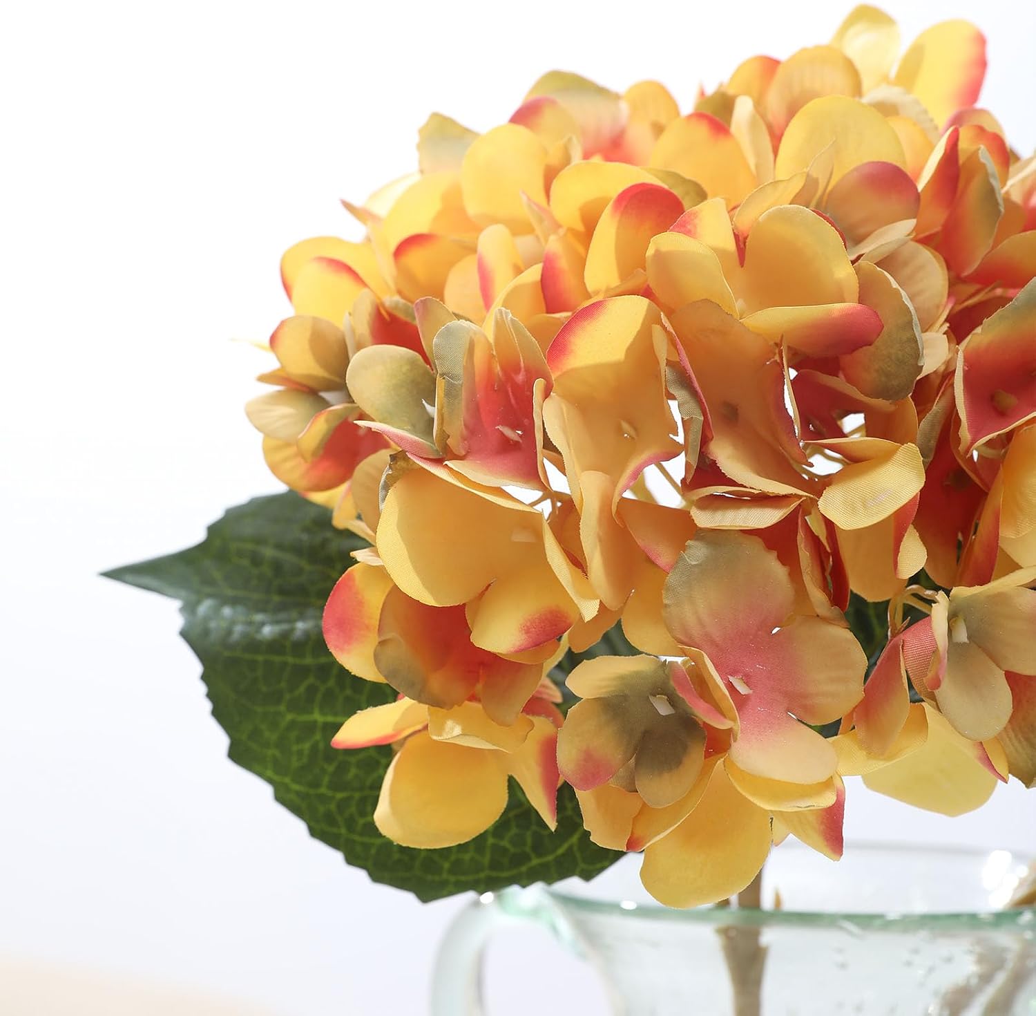 Kisflower 6pcs White Hydrangea Artificial Flowers - Faux Hydrangea Flowers, Fake Silk Flowers for Table Centerpiece