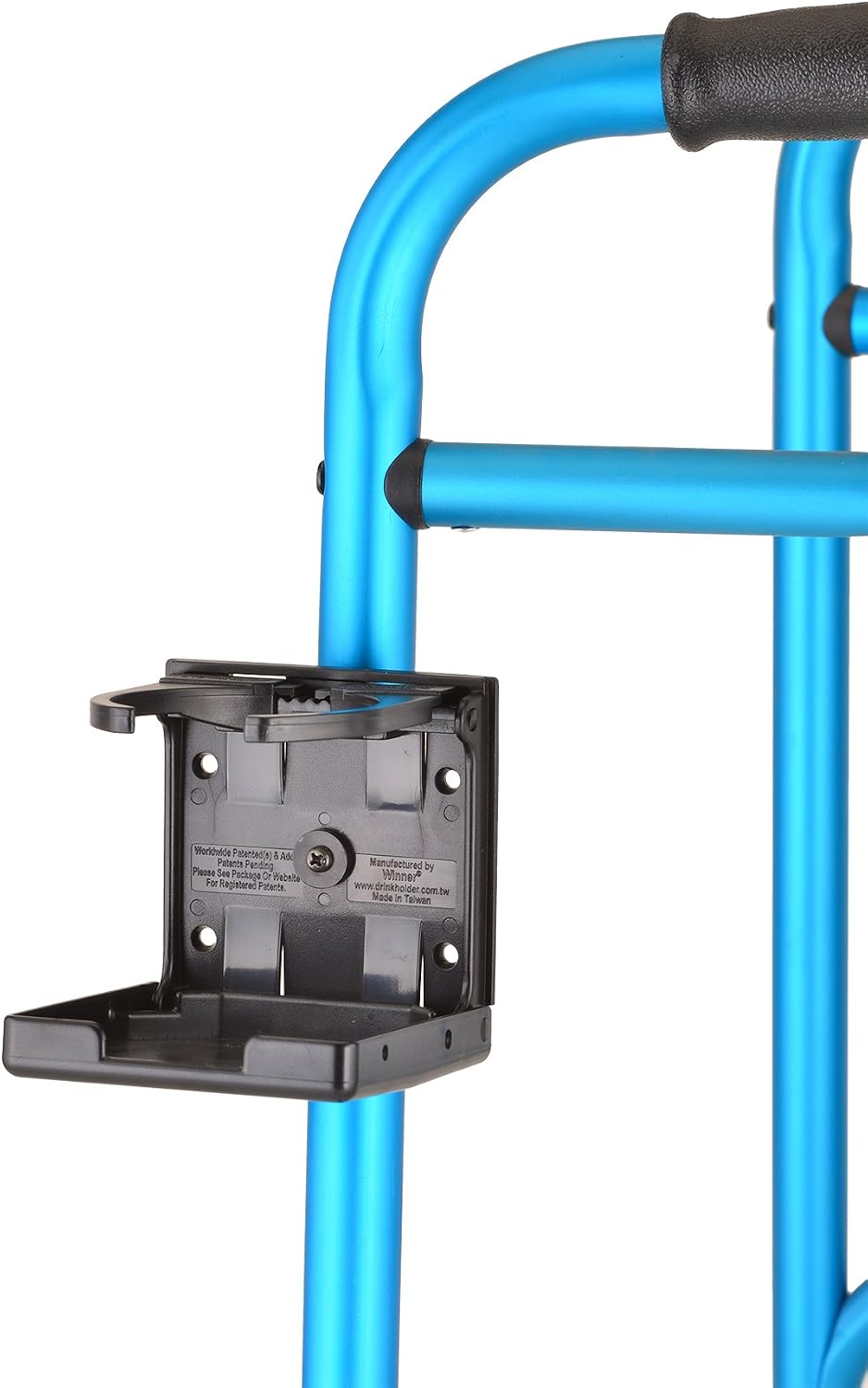 NOVA Adjustable Cup Holder for Walkers, Rollators & Wheelchairs – Folding Drink Holder Fits 3/4”, 7/8” & 1” Tubes, Holds 2.25”–3.75” Cups, Durable, Easy Install