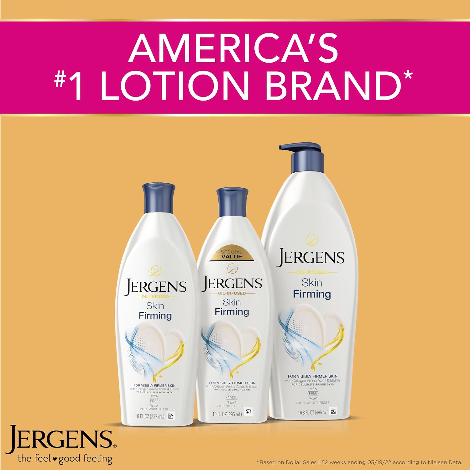 Jergens Skin Firming Body Lotion for Dry to Extra Dry Skin, Skin Tightening Cream with Collagen and Elastin, Dermatologist Tested, Hydralucence Blend Formula, 16.8 Oz | Tightening Cream for Dry Skin, Smoothes and Tones, Collagen and Elastin Formula, Derm…