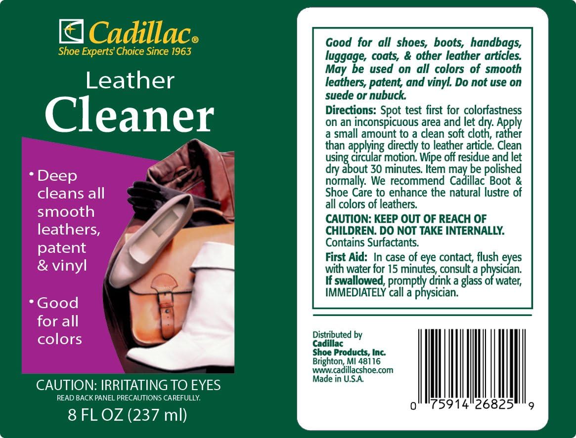 Cadillac Leather Cleaner, Shoes, Boots, Handbags, Auto | Removes dirt, grime and salt from finished leathers. For furniture and upholstery.