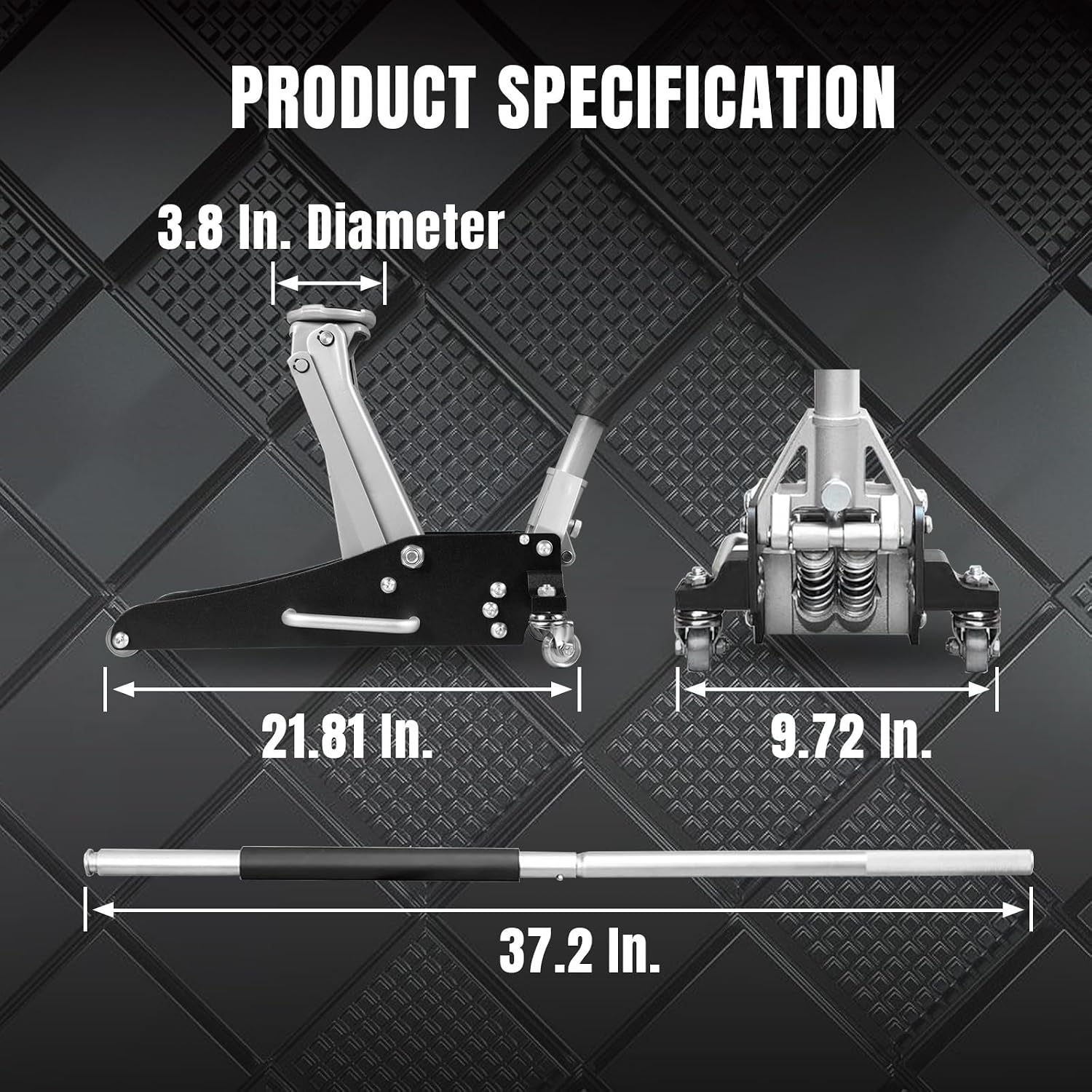 Torin TAM815016L Hydraulic Low Profile Aluminum and Steel Racing Floor Jack with Dual Piston Quick Lift Pump, 1.5 Ton (3,000 lb) Capacity, Black