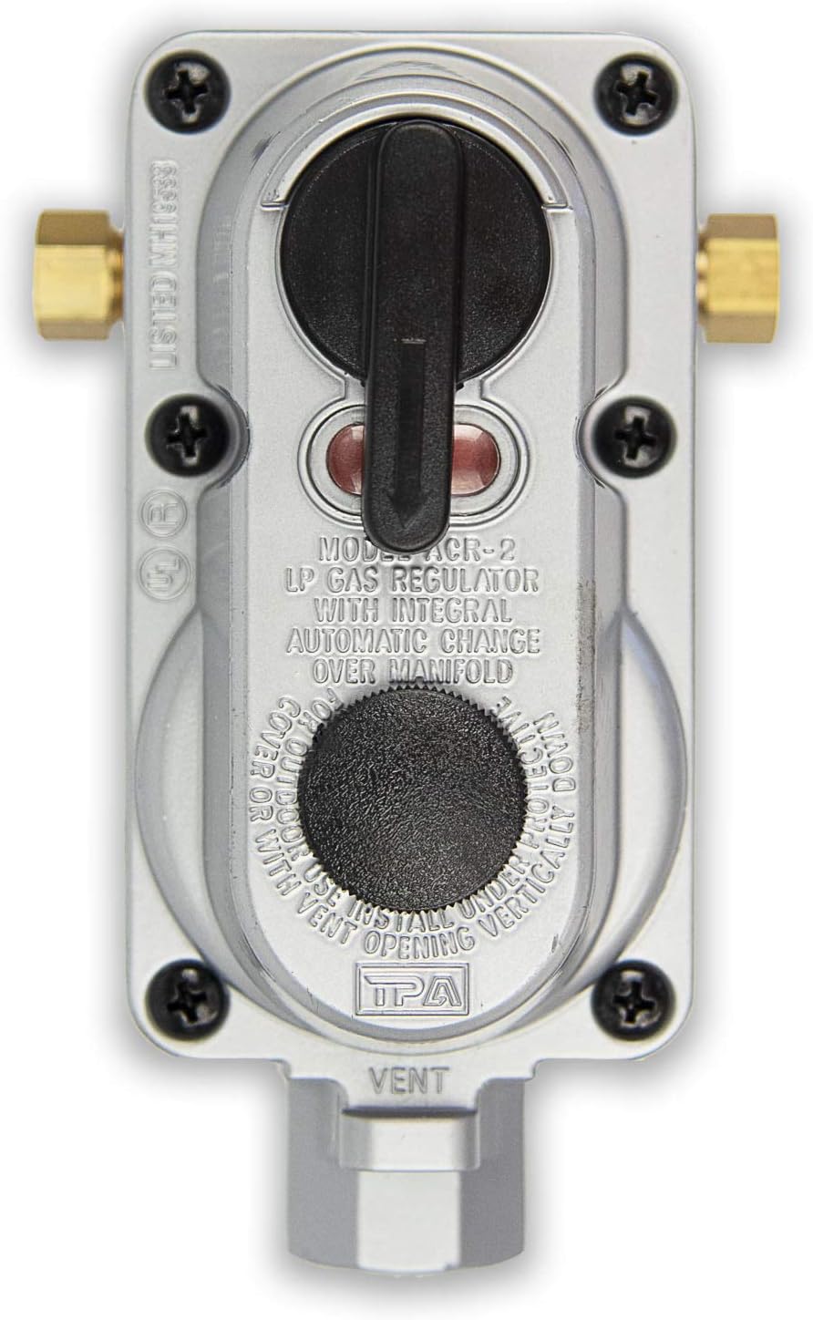 Flame King (ACR-2) Without Pigtails 2-Stage Auto Changeover LP Propane Gas Regulator For RVs, Vans, Trailers