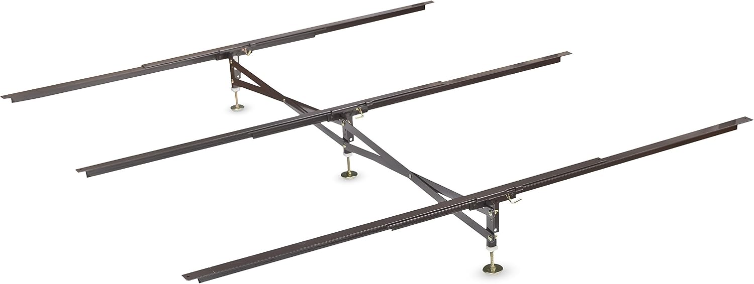 Glideaway X-Support Bed Frame Support System, GS-3 XS Model - 3 Cross Rails and 3 Legs - Strong Center Support Base for Full, Queen and King Mattress