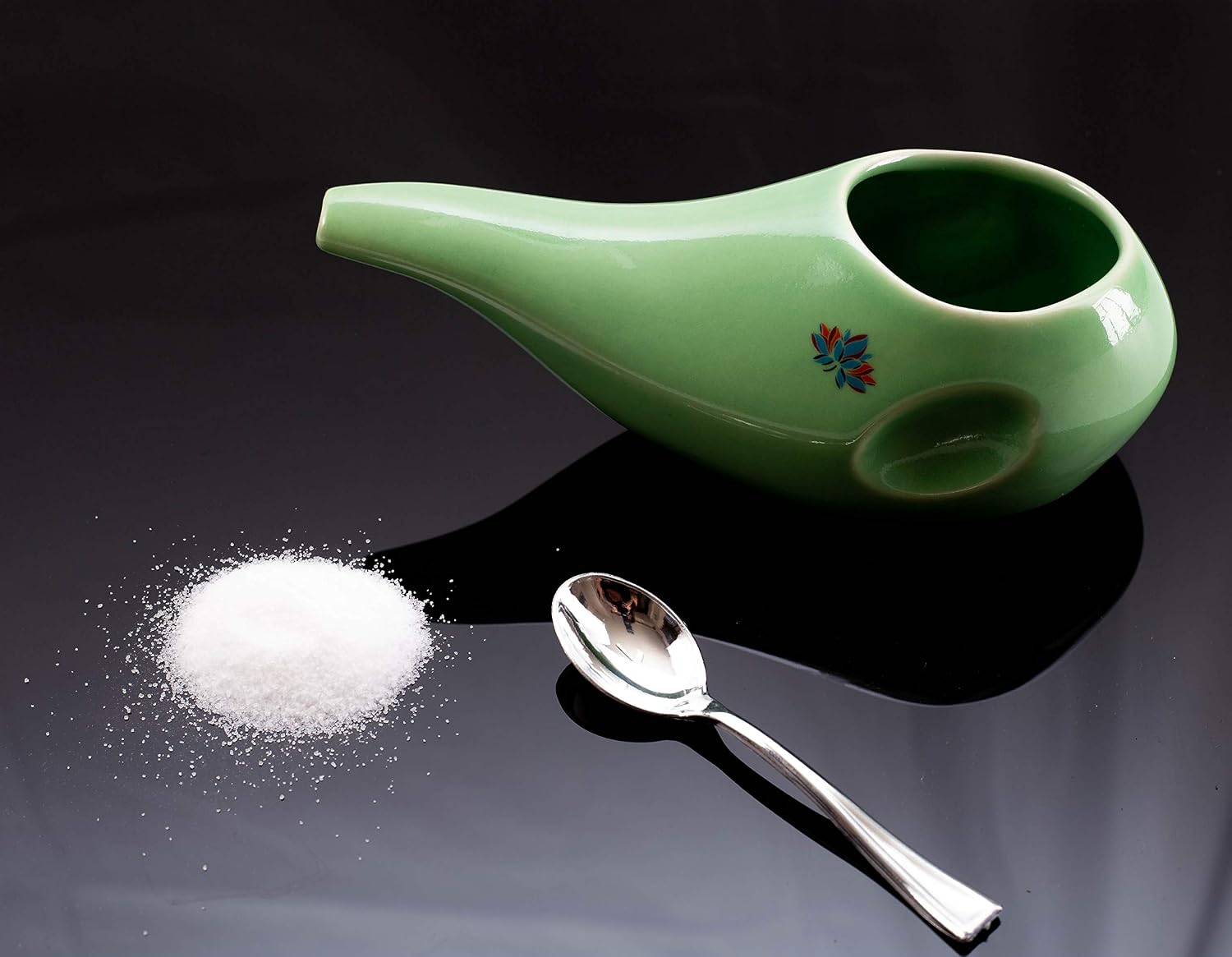 Best Rated Ceramic Neti Pot - Ergonomic Design and Hand-Made, Seafoam Green