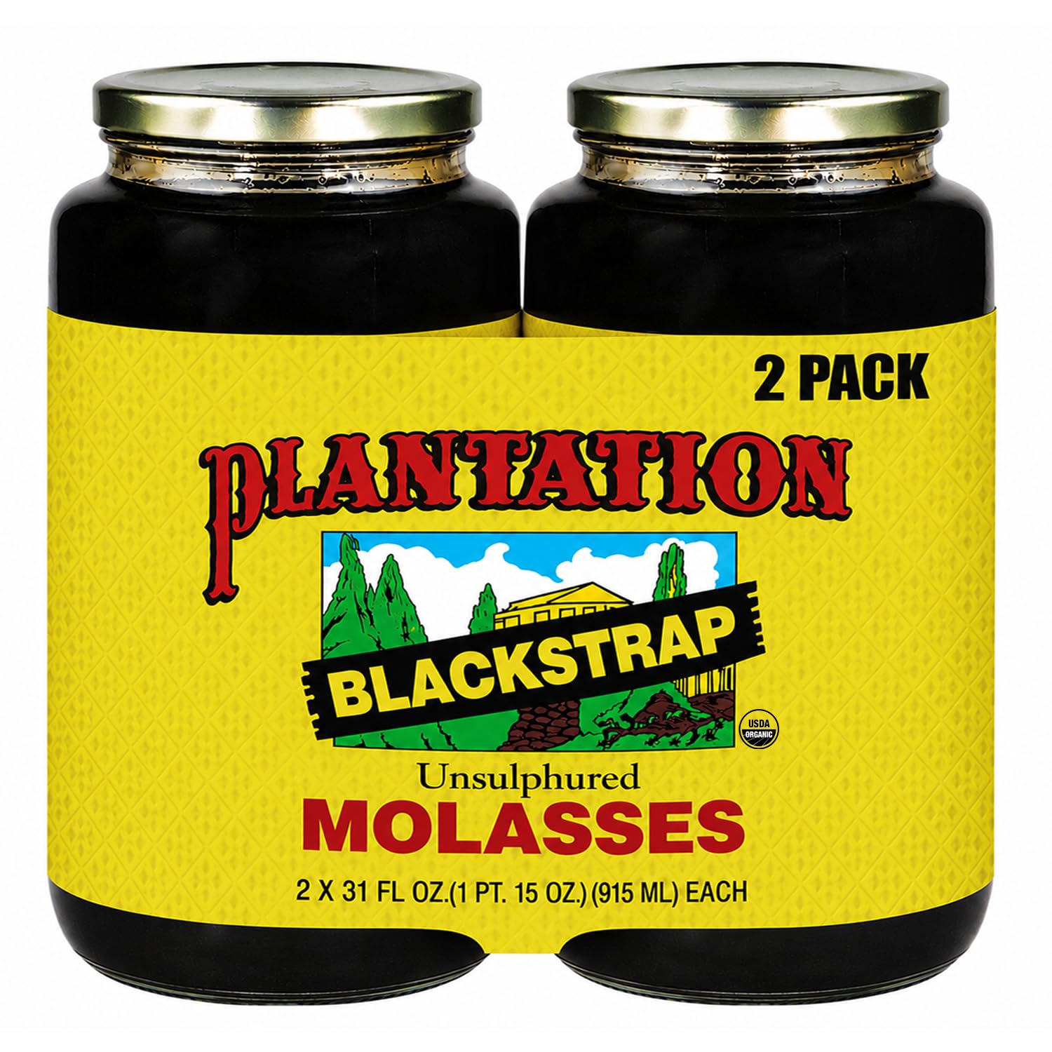 Plantation Blackstrap Molasses 31 oz – Unsulphured Blackstrap Molasses, Rich Natural Sweetener for Baking, BBQ, Baked Beans, Gingerbread & Beverages