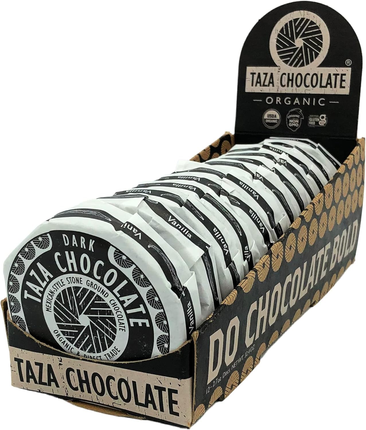 Taza Chocolate Organic Mexicano Disc Stone Ground, Variety Pack, 1.35 Ounce (8 Count), Vegan | Vegan, Dairy Free, Gluten Free, Organic Stone Ground Dark Chocolate Disc, 1.35 Ounce