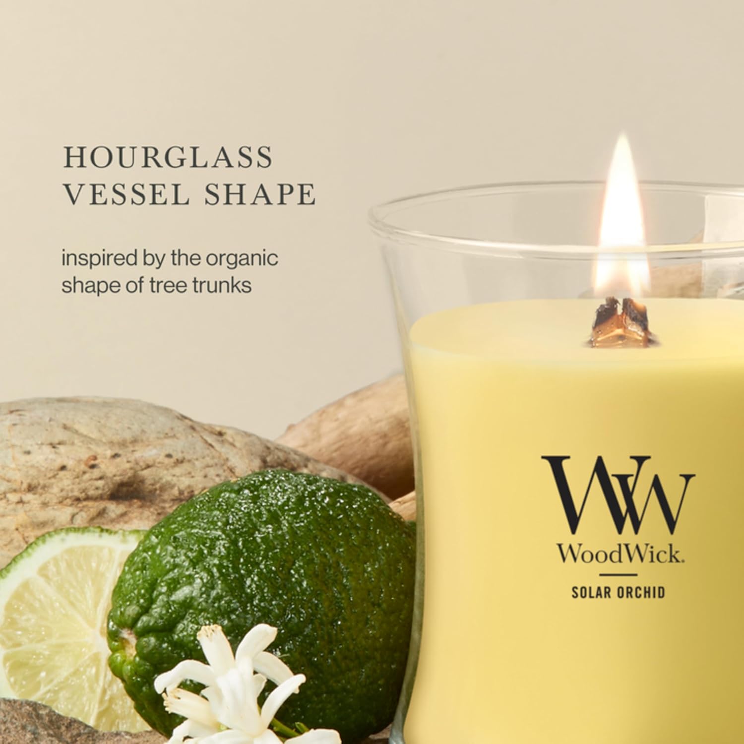 WoodWick Lavender Spa Gifts for Women and Men, 9.7 oz Medium Hourglass Candle with Crackling Wick