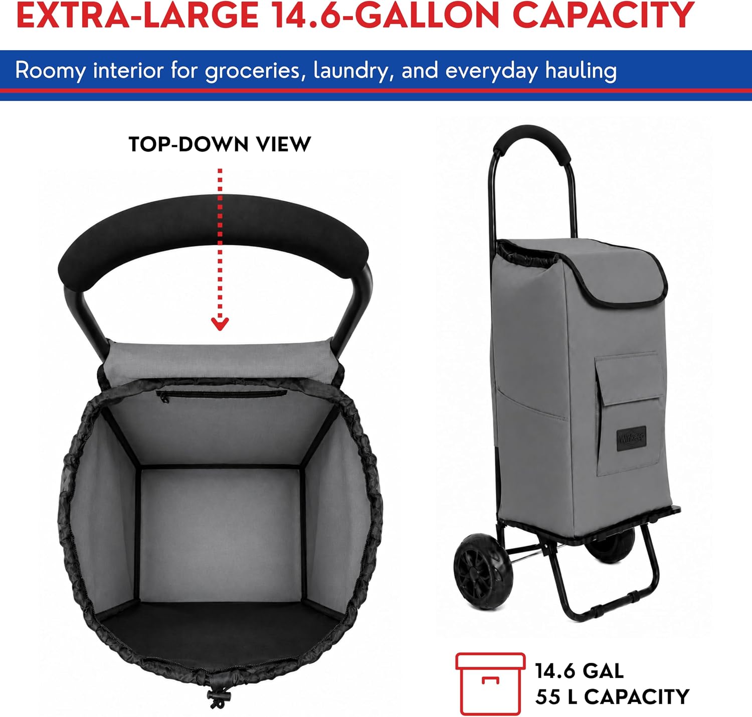Shopping Cart, Super Loading Grocery Trolley, 220 lbs Capacity
