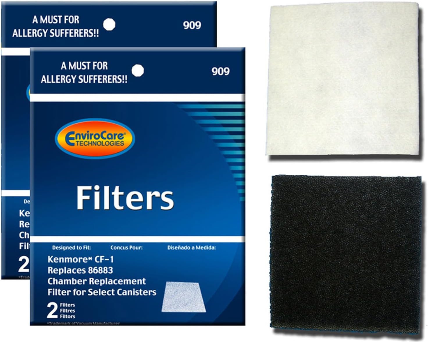 EnviroCare Replacement Vacuum Filters for Kenmore Sears Progressive Foam Filter CF1 4 Filters