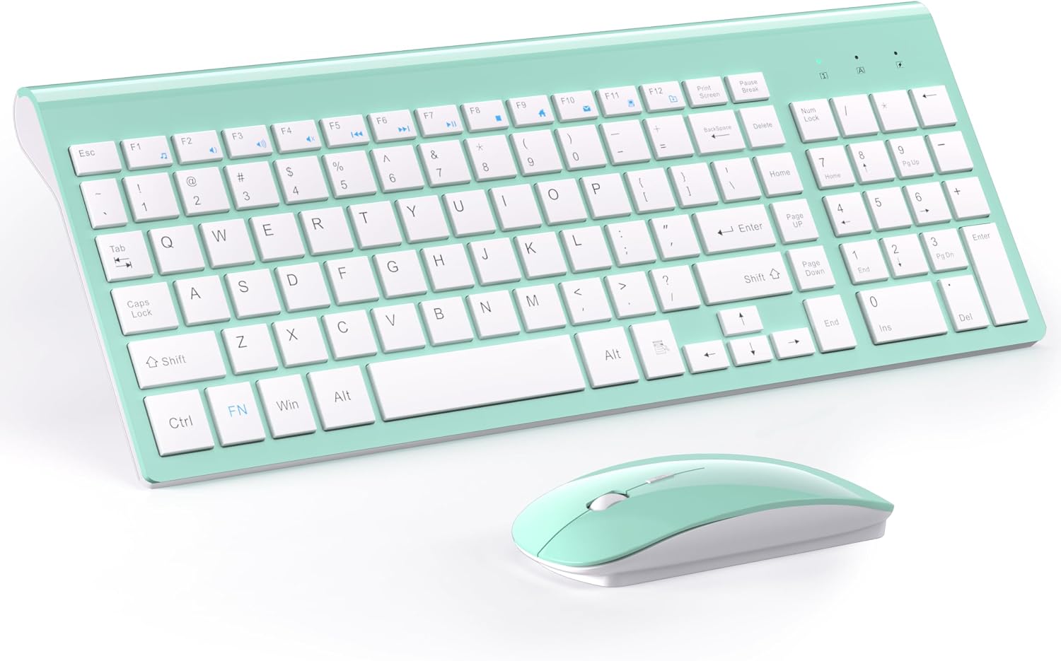 Wireless Keyboard and Mouse Ultra Slim Combo, TopMate - White | 2.4G Silent Compact 2400DPI Mouse and Scissor Switch Keyboard Set with Cover, Batteries Included, for PC/Laptop/Windows/Mac