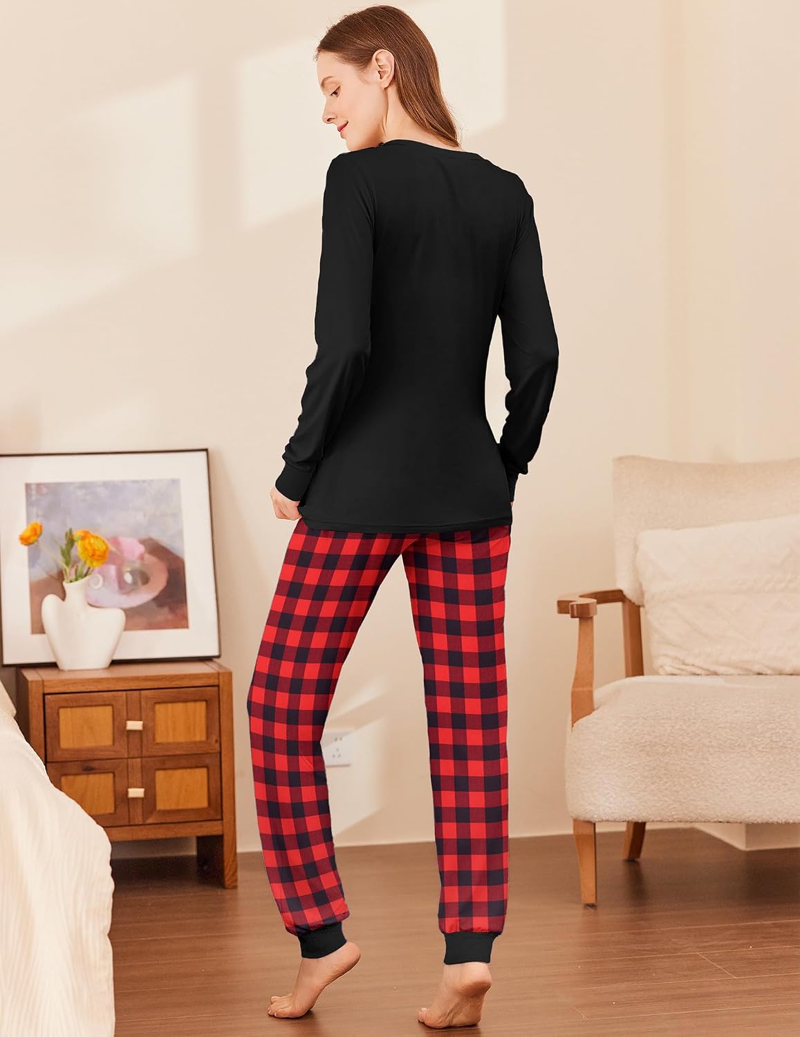 Ekouaer Womens Pajamas Sets Long Sleeve Tops with Jogger Pants
