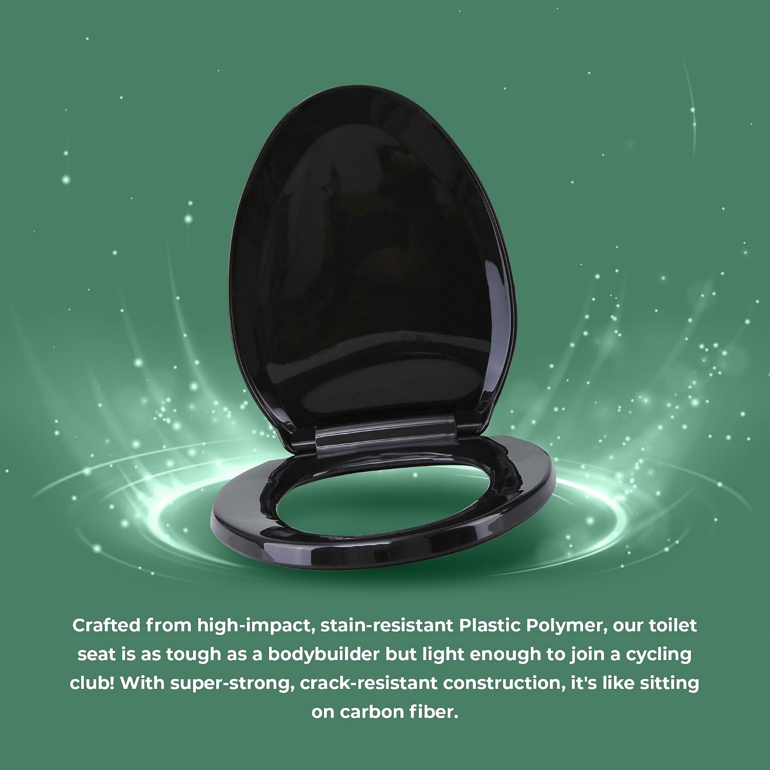 Renovators Supply Manufacturing Plastic Soft Close Toilet Seat Elongated Quiet-Close Lid, Contoured Seat, Easy to Install and Clean, Grip-Tight Bumpers with Adjustable Mounting Hardware, Black
