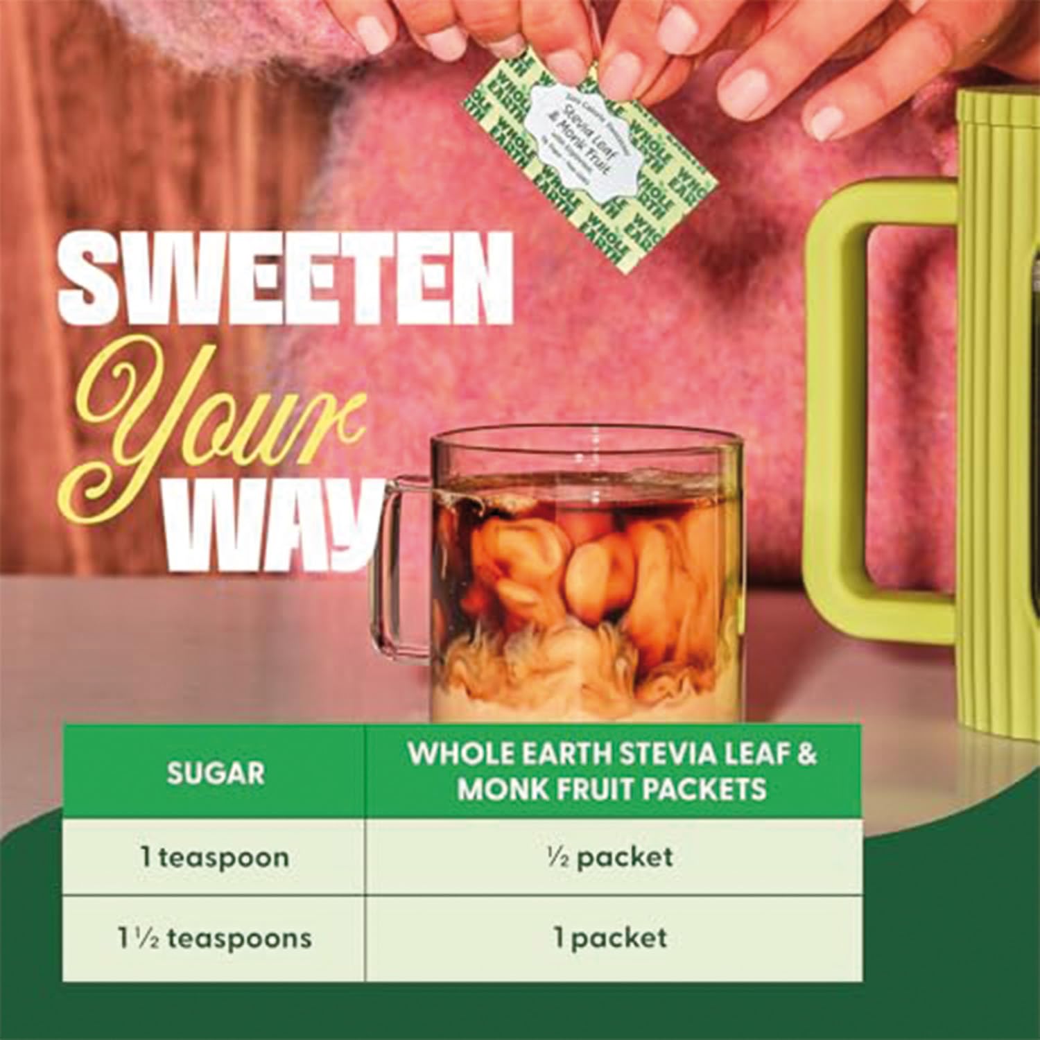 Whole Earth Sweetener Co. NATURE SWEET Stevia & Monk Fruit Sweetener, Erythritol Sweetener, Sweet Leaf Stevia Packets, Sugar Substitute, Natural Sweetener, 80 Count