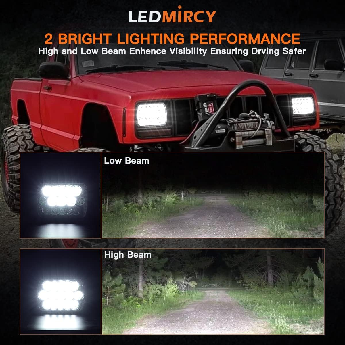 LEDMIRCY 5x7 LED Headlights, H6054 LED Headlights Hi/Lo Sealed Beam 2PCS