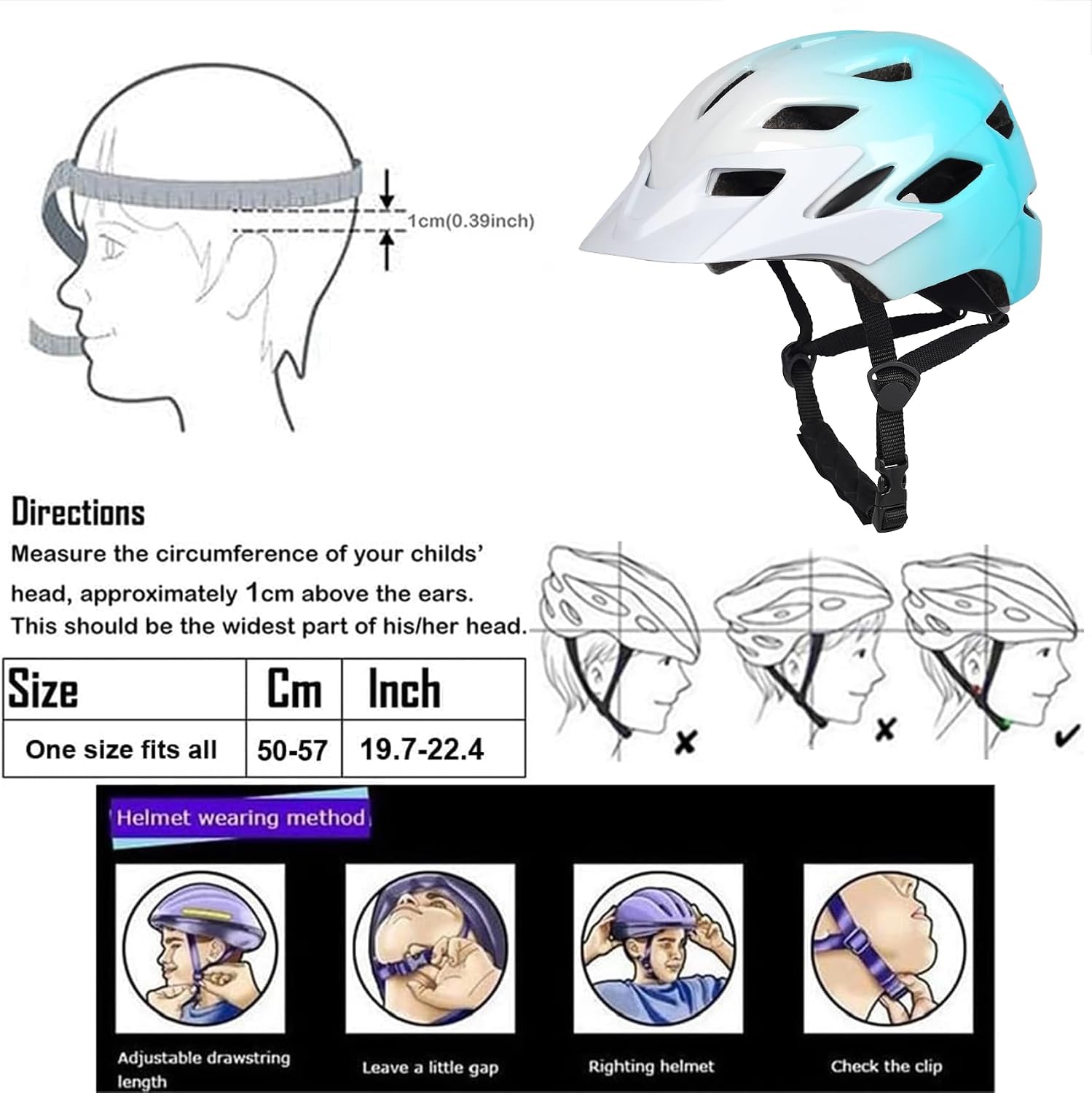 Kids Bike Helmet with LED Light for Youth Teen Toddler Boys Girls