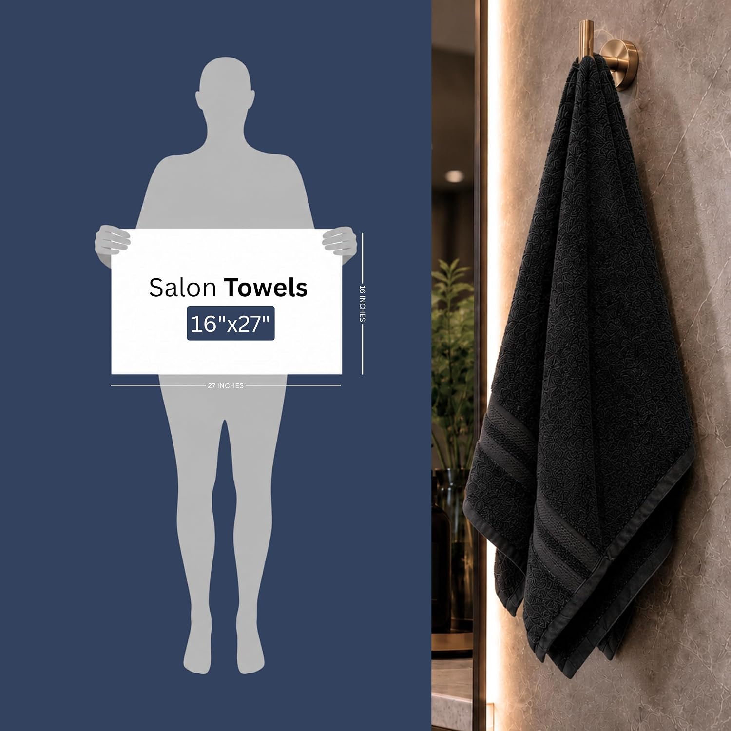 Utopia Towels Bleach Proof Salon Towels, Pack of 24, 16x27 in, Black | Bleach Safe 100% Cotton Salon Towels - Super Absorbent, Durable Ideal for Salon