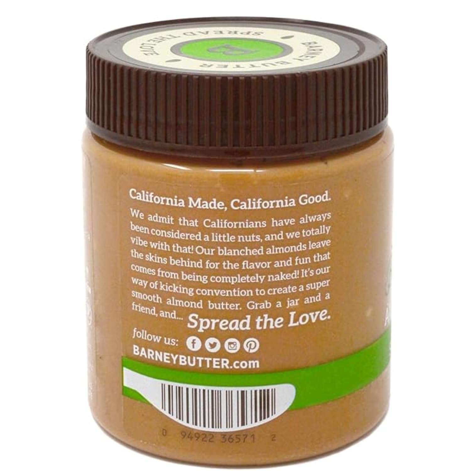 Barney Butter Almond Butter, Bare Smooth, 16 Ounce Jar, No Added Sugar or Salt, Skin-Free Almonds, No Stir, Non-GMO, Gluten Free, Keto, Paleo, Vegan