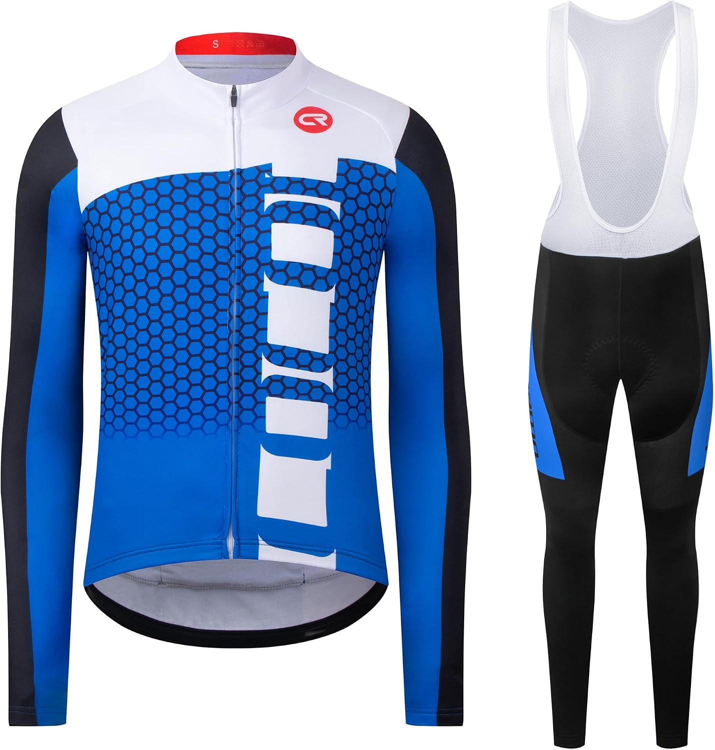 Coconut Ropamo CR Men's Cycling Clothing Set Long Sleeve Cycling Jersey Zipper Pocket Bike Outfit Cycling Bib Pants 3D Padded