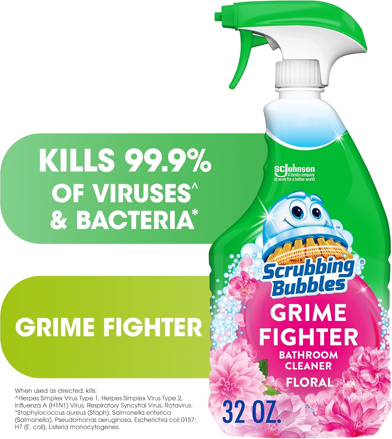 Scrubbing Bubble Bathroom Grime Fighter, Floral Fusion Scent, 32 oz Spray Bottle