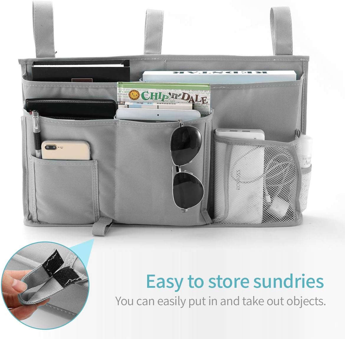 Bseash Bunk Bed Organizer, Bedside Caddy Hanging Bed Organizer Storage Bag 8 Pockets, for College Dorm Rooms Bed, Hospital Bed, Baby Bed Rails