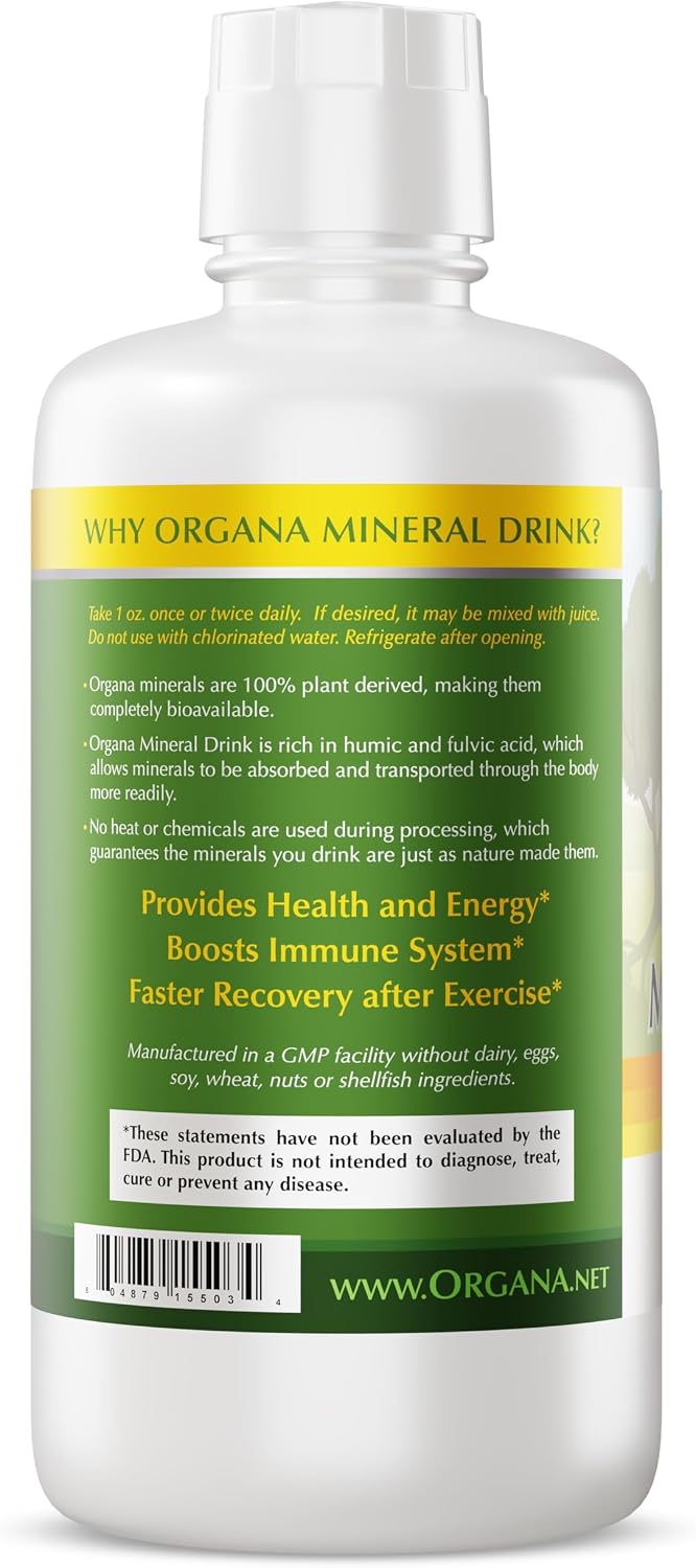 Organa Trace Minerals - Liquid Colloidal Minerals Supplements - Plant Derived for Maximum Absorption - Colloidal Minerals Liquid for Wellness - 32 Ounces