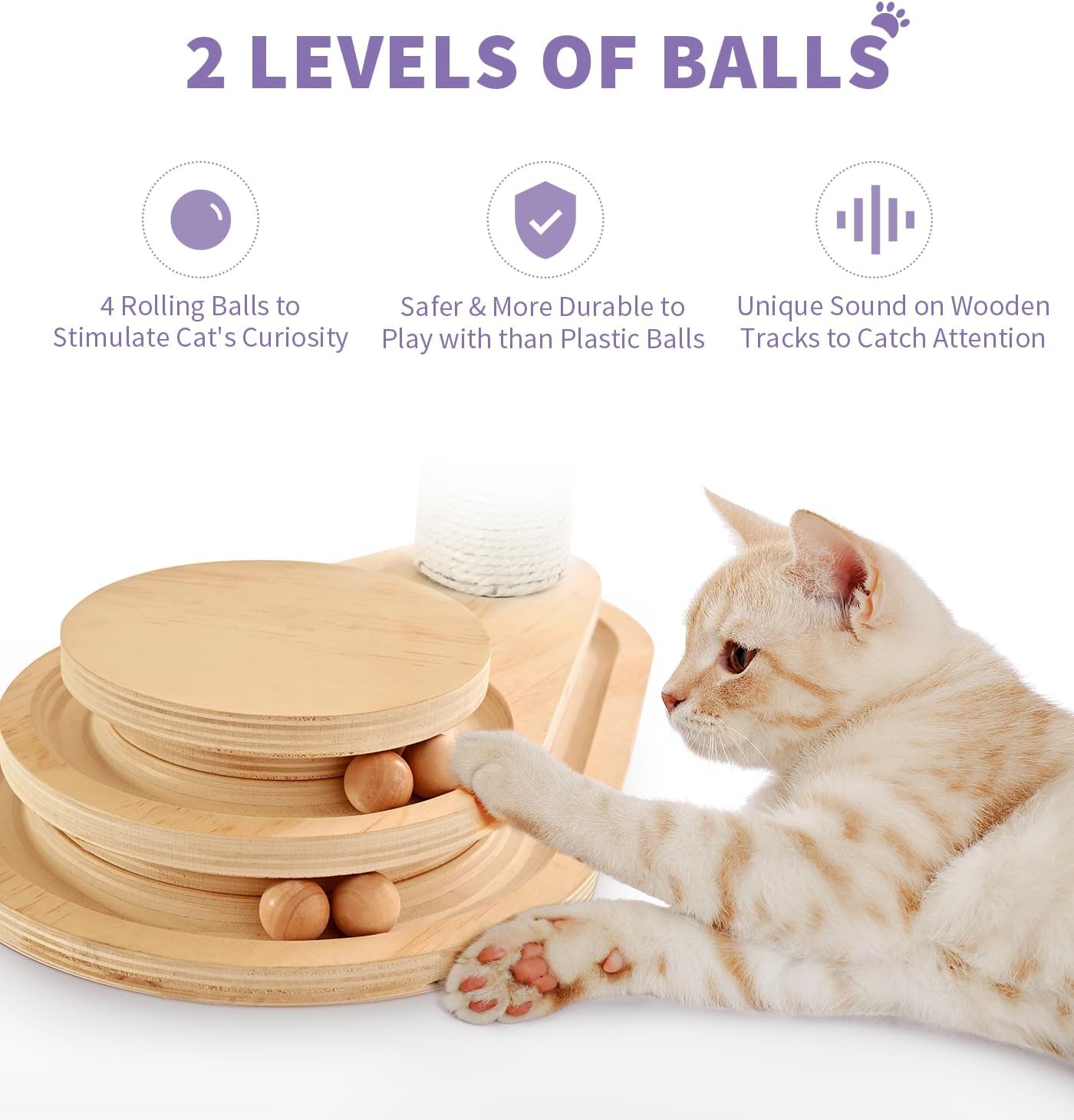Made4Pets Kitten Toy Scratching Post for Indoor Cats with Ball Track