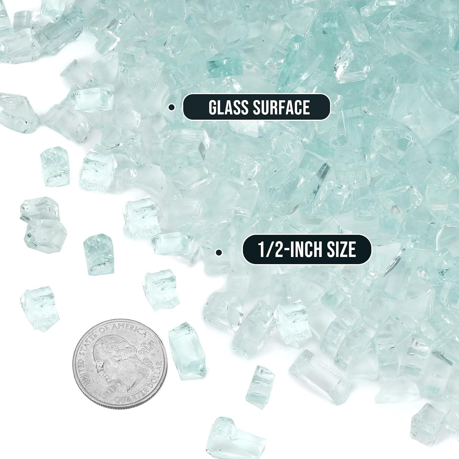 Skyflame 1/4" Pacific Blue Regular Fire Glass for Fire Pit Fireplace