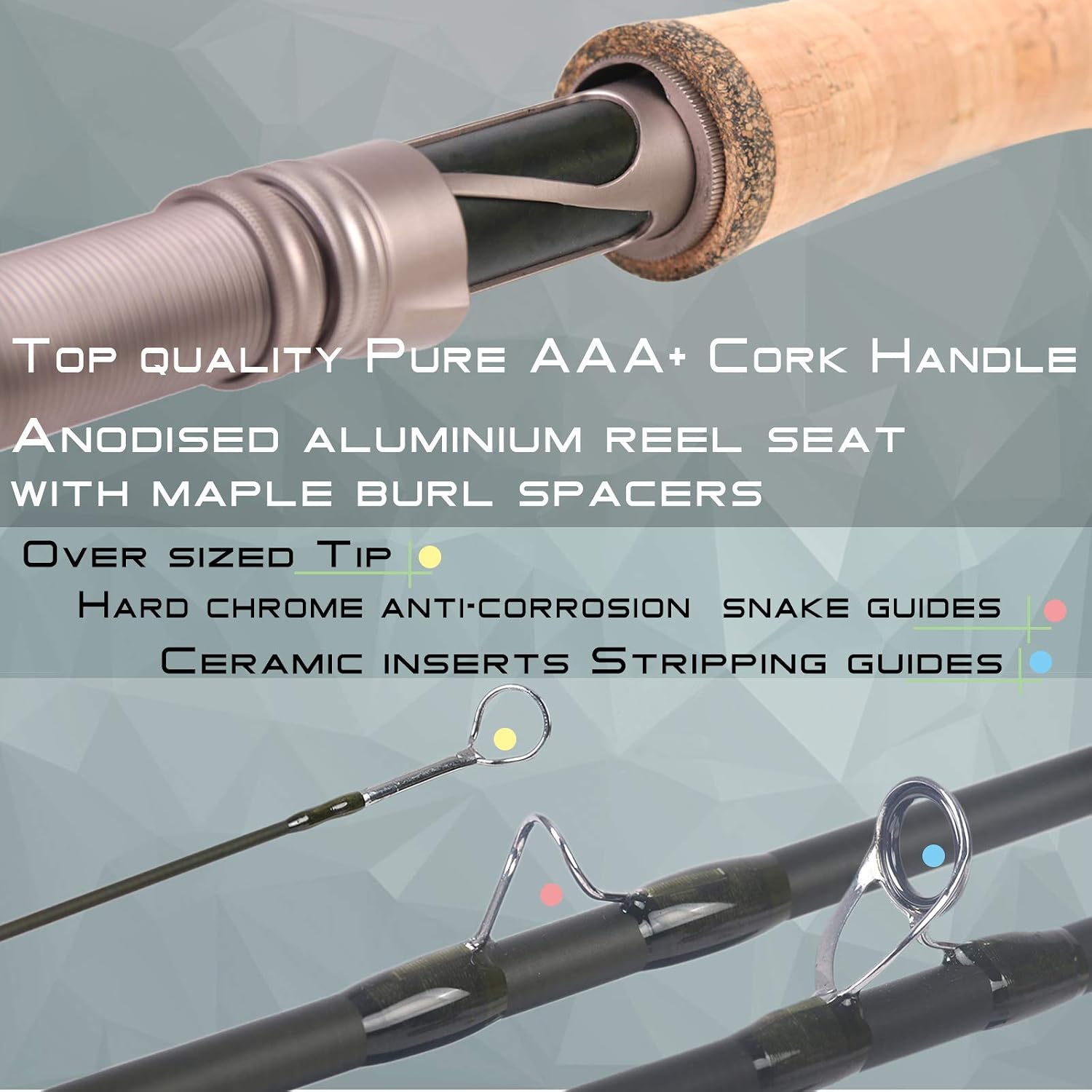 M MAXIMUMCATCH Aspire - Fly Fishing Rod 40T Carbon Fiber, Anodized Reel Seat, 9FT 4-Piece, 5/6/8 wt
